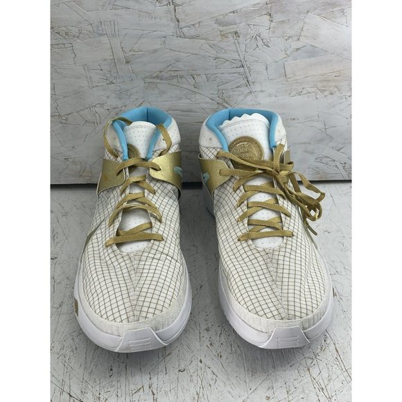 Nike Zoom KD 13 EYBL Men’s Size 18 White Gold Aqua Basketball Shoes DA0895-102 main image 7